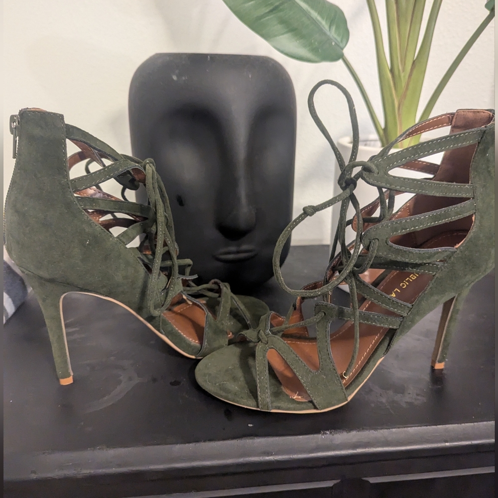 Very sexy lace up olive green stiletto heels